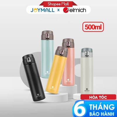 Bình giữ nhiệt inox 304 Elmich EL8295 500ml, Hàng chính hãng, nắp bật 1 chạm, có miệng rót - JoyMall
