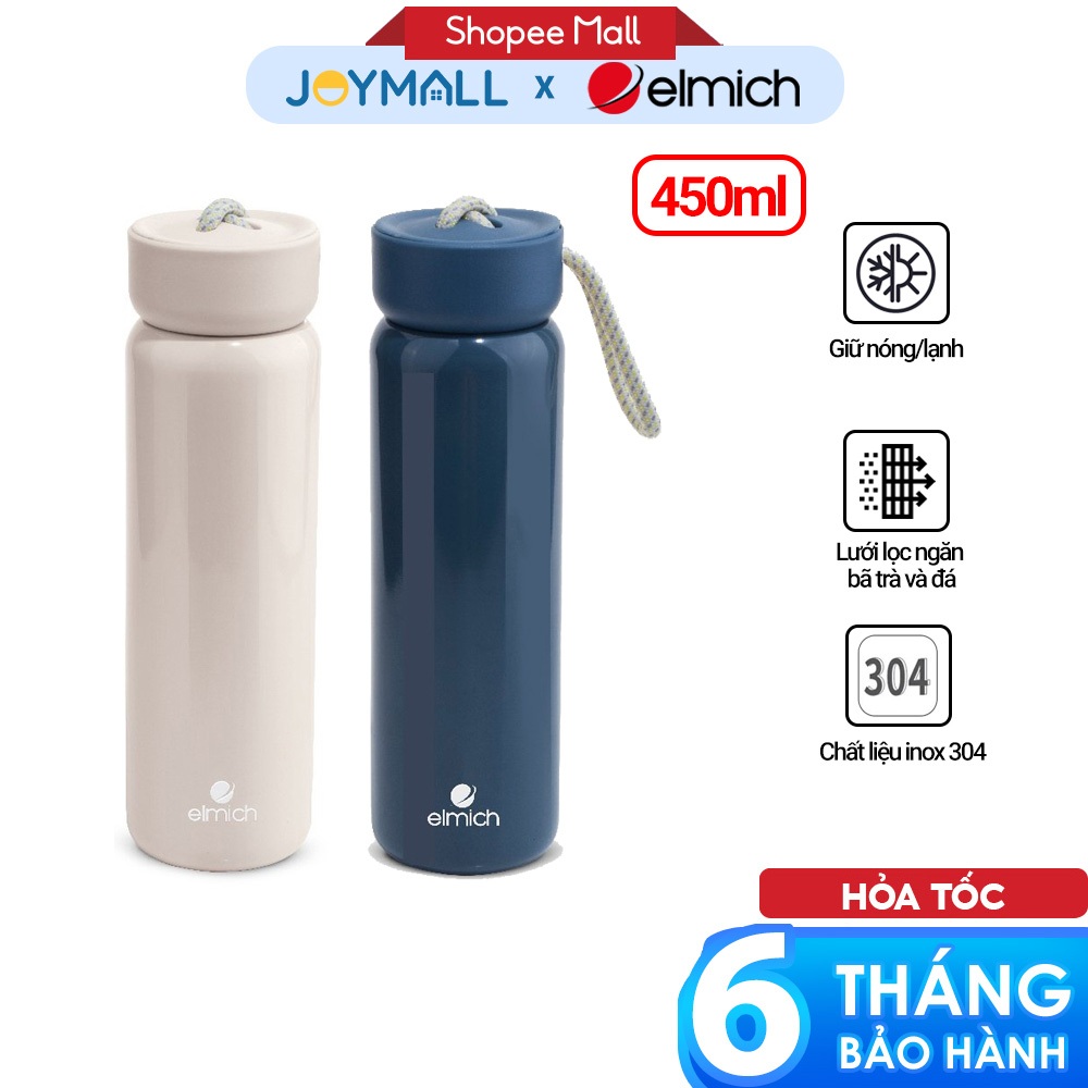 Bình Giữ Nhiệt Inox 304 Elmich EL8296 480ml, Hàng Chính Hãng, Có Lọc Trà,Giữ Nhiệt Lâu 8-10H-JoyMall