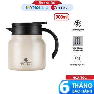 Bình Giữ Nhiệt 900ml Elmich EL8299, Hàng Chính Hãng, Inox304, Có Tay Cầm, Nắp Khóa An Toàn - JoyMall