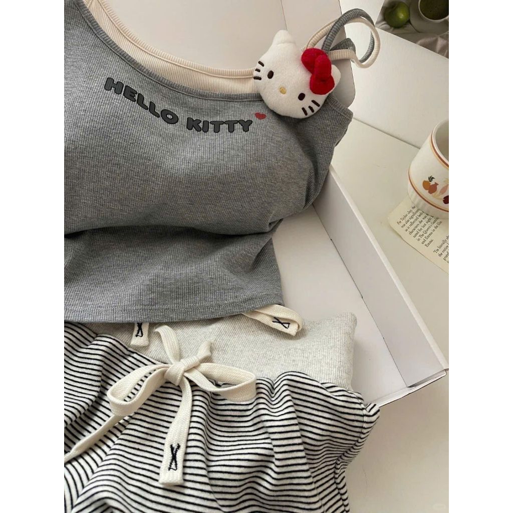 Set Đồ Ngủ Nữ Pijama Hai Dây Hello Kitty