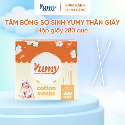 Combo 10 hộp Tăm bông cho trẻ sơ sinh YUMY đầu bông siêu nhỏ, 280 chiếc thân giấy an toàn (TB11_127)