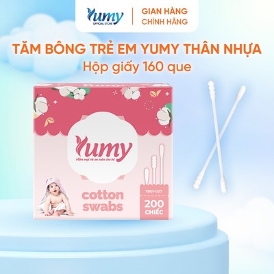 Combo 10 hộp Tăm bông trẻ em YUMY 160 chiếc an toàn cho bé, tăm thân nhựa 2 đầu tròn-xoắn (TB11_027)