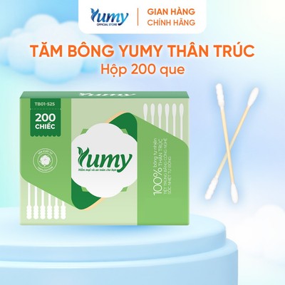 Tăm bông YUMY thân trúc 200 chiếc đầu tròn xoắn, hộp giấy tiện lợi dành cho người lớn (TB11_525)