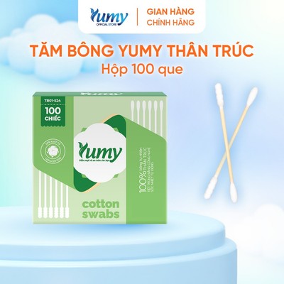 Combo 10 hộp Tăm bông thân trúc YUMY 100 chiếc tăm bông mềm mịn vệ sinh tai mũi an toàn (TB11_524)