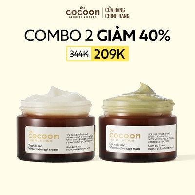 [MUA 2 GIẢM 40%] Combo Thạch bí đao (Kem dưỡng) và Mặt nạ bí đao Cấp ẩm & Ngừa mụn Cocoon 30ml