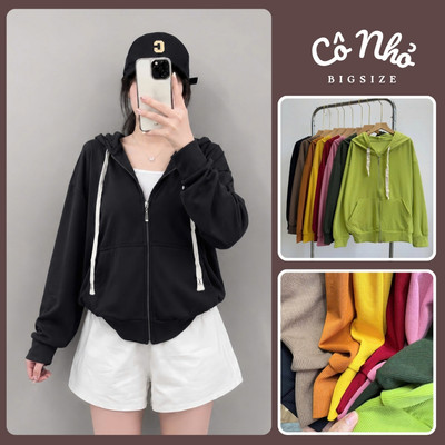 Áo Khoác Bigsize Nữ Form Rộng Có Túi Trong Kèm Mũ Vành Rộng Vải Nỉ Tăm Thời Trang KHOAC2