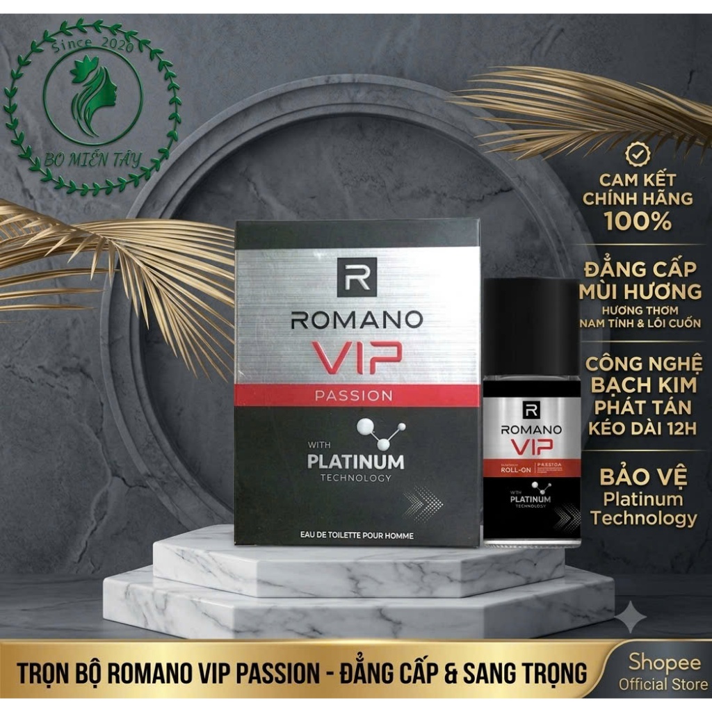 Combo Nước Hoa Romano VIP Passion 50ml & Lăn Khử Mùi 50ml Nam Tính