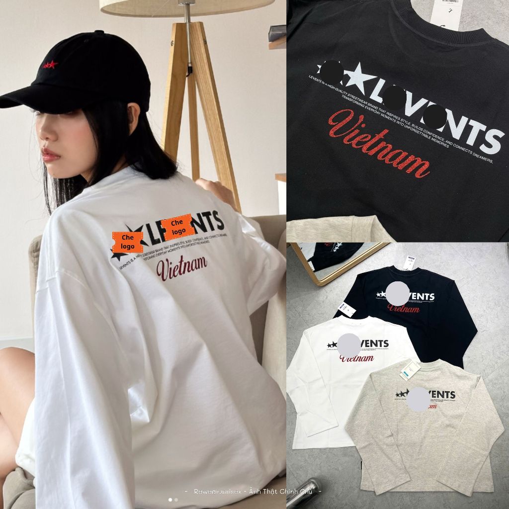 [ Cotton Mịn 270gsm ] Ảnh Thật Áo Thun Dài Tay Longtee Le.ven.ts Việt Nam In Kim Tuyến Chất cotton 2