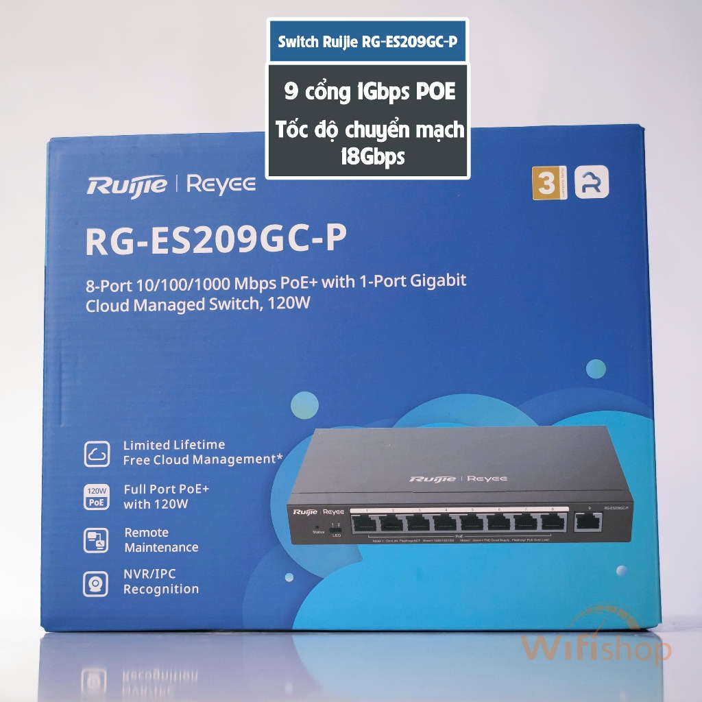 [ Bộ chia mạng ] Switch Ruijie RG-ES209GC-P 9 Cổng POE Gigabit Smart Cloud Managed