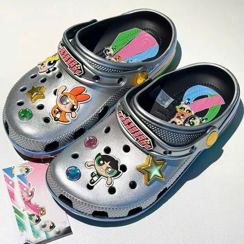 Dép nam nữ Crocs x the powerpuff girls Bạc cực chất mang tiện lợi dễ thương