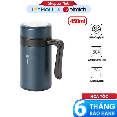 Ly Giữ Nhiệt Inox304 Elmich EL8329 450ml, Hàng Chính Hãng, Có Tay Cầm, Có Khay Lọc Trà - JoyMall
