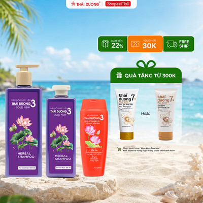 Dầu gội / Dầu xả dược liệu Thái Dương 3 Gold Hoa Sen chai 500ml, 333ml - Sao Thái Dương