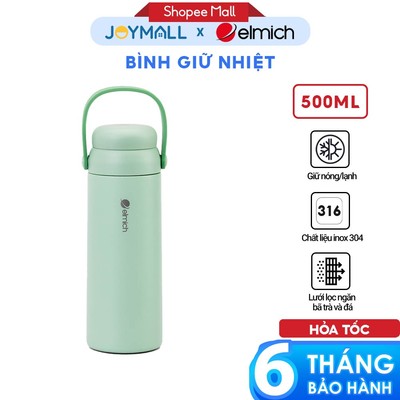 Bình Giữ Nhiệt Inox 316 Elmich EL8330 500ml, Hàng Chính Hãng, Có Lưới Lọc Trà, Cấu Tạo 2 Nắp-JoyMall