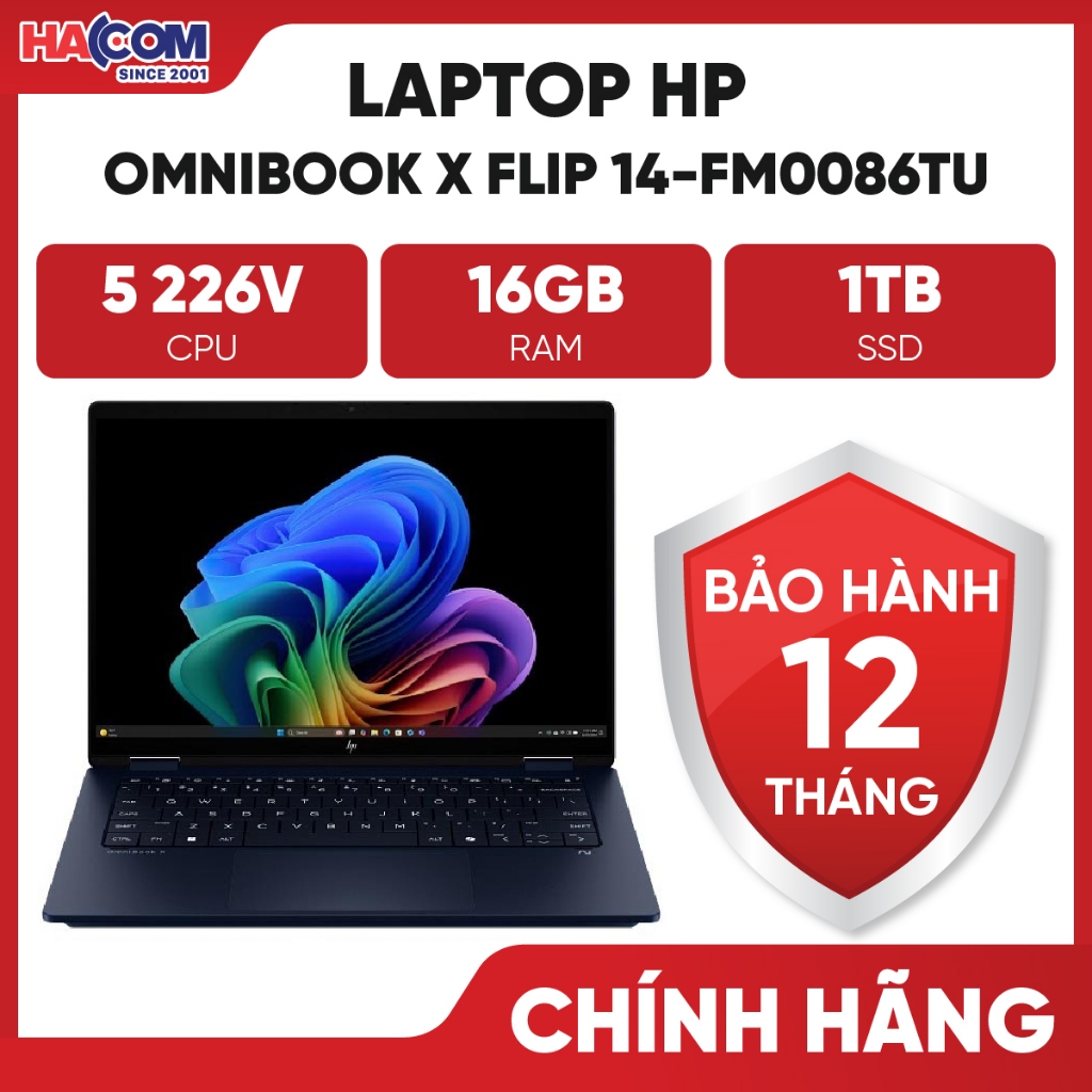 Laptop HP OmniBook X Flip 14-FM0086TU (Ultra 5-226V/16GB/1TB/14" 2K Touch/Win11&OfficeHS24+365) - BH