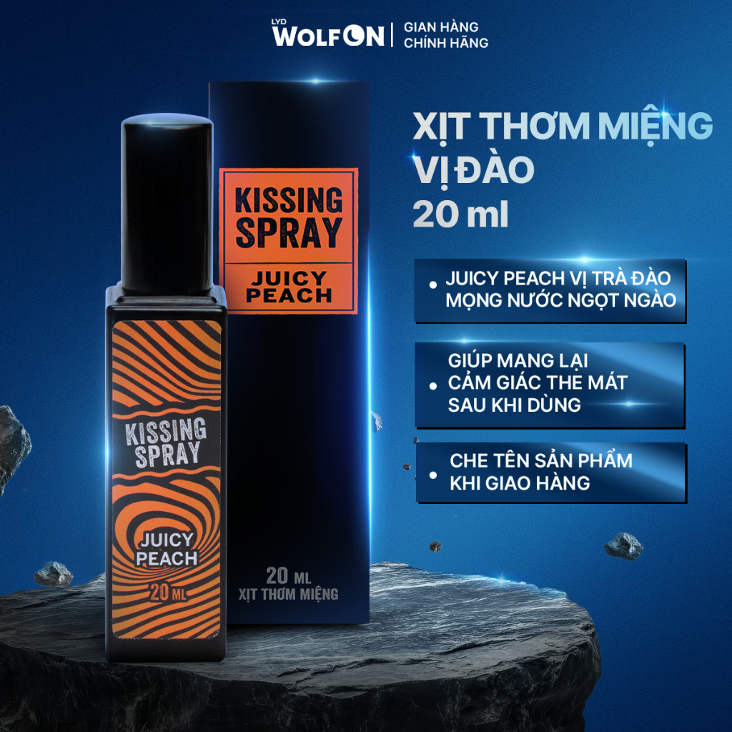 Xịt Thơm Miệng Kissing Spray LYD Wolf ON Hương Juicy Peach Vị Đào Ngọt Ngào 20ml