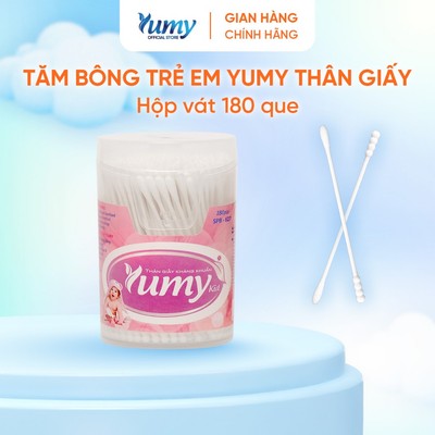 Tăm bông trẻ em YUMY thân giấy 180 que đầu nhỏ an toàn vệ sinh tai mũi mềm mại cho bé (TB01-627)
