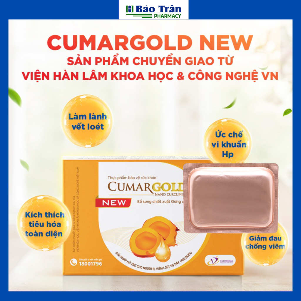 CumarGold New hỗ trợ giảm viêm loét dạ dày, tá tràng hộp 30 viên