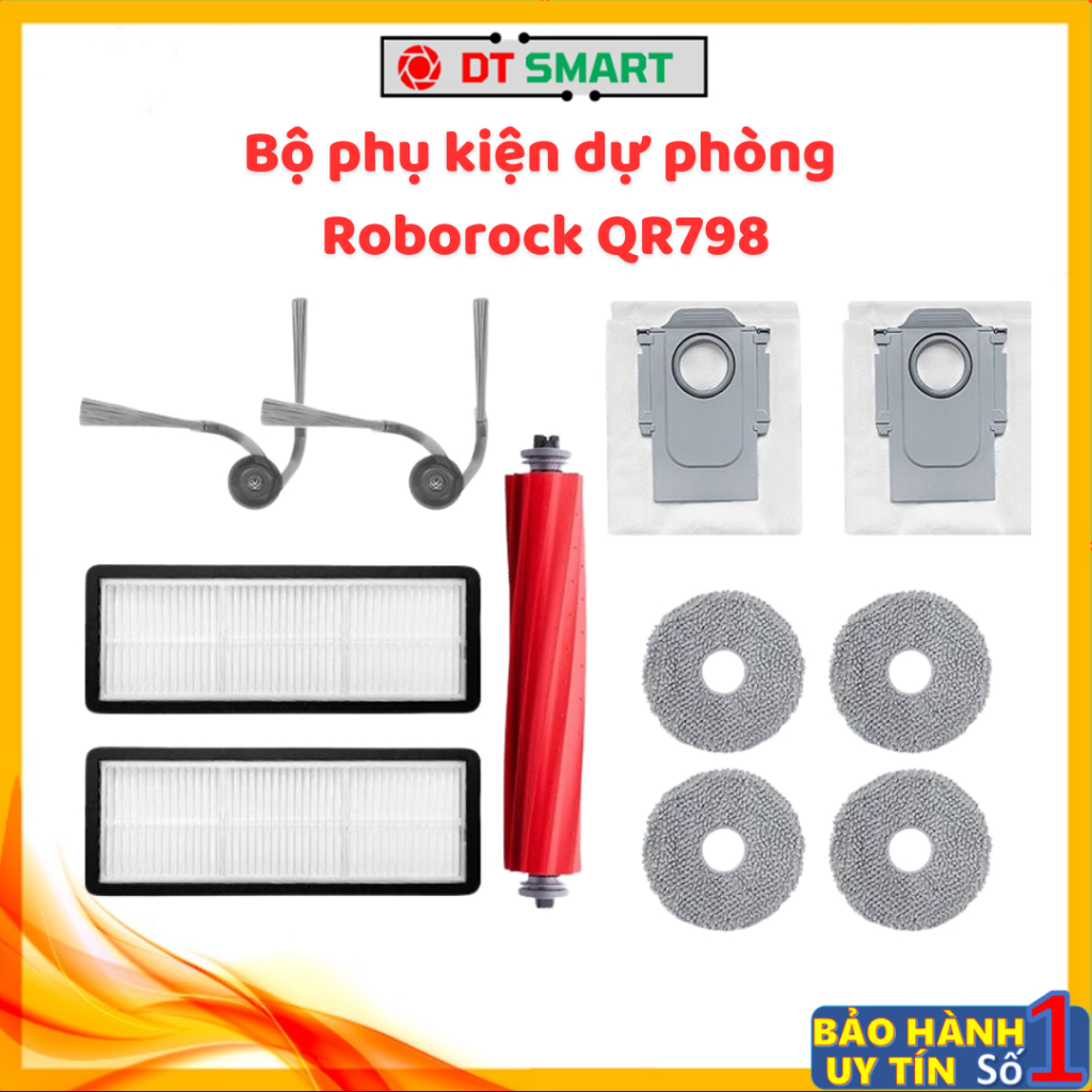 Phụ Kiện Thay Thế Robot Roborock QR798/ Chổi Lăn, Chổi Cạnh, Bộ Lọc Hepa, Giẻ Lau, Túi Bụi///
