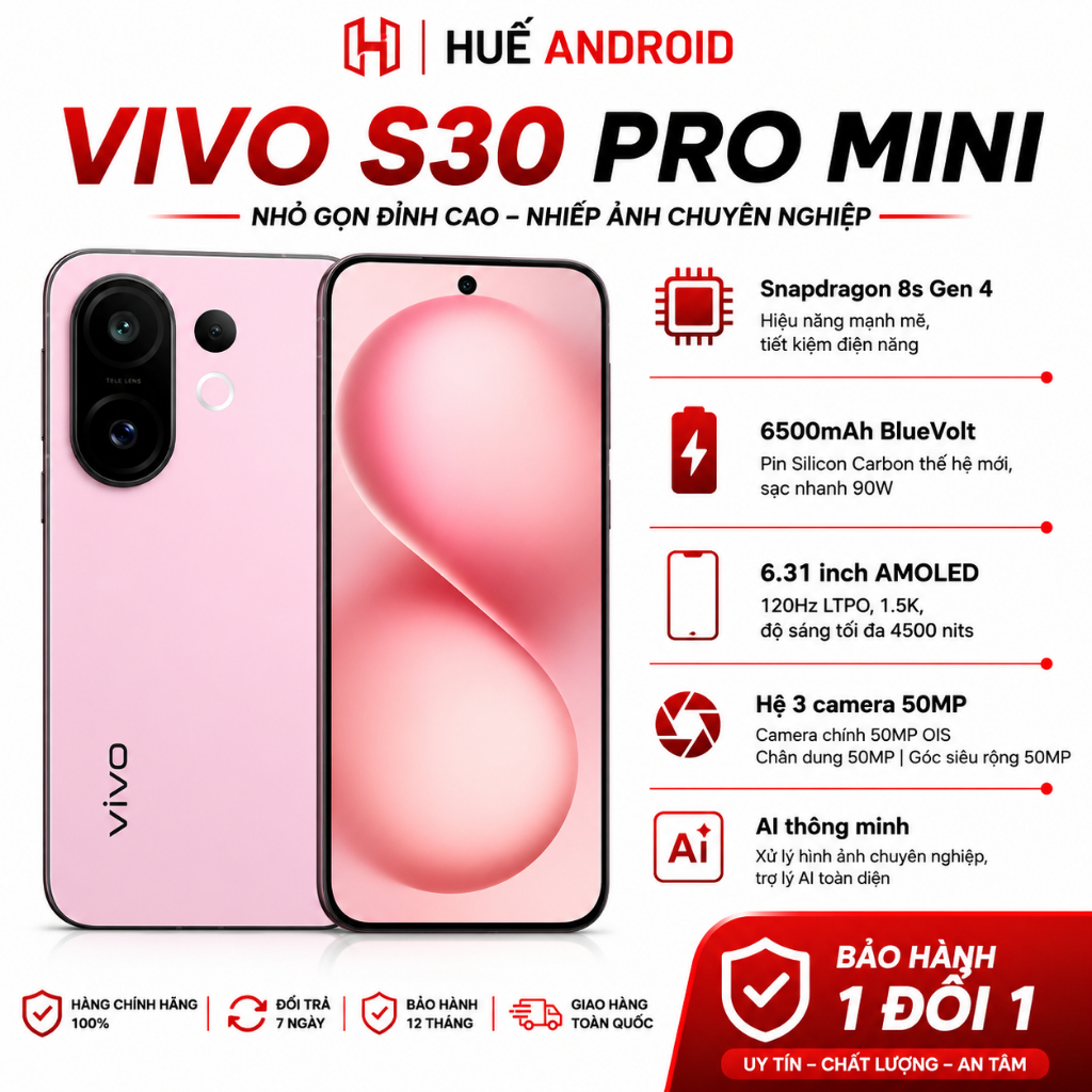 Điện thoại Vivo S30 Pro Mini (Dimensity 9300 Plus - Pin 6500mAh) 99% LG Phone