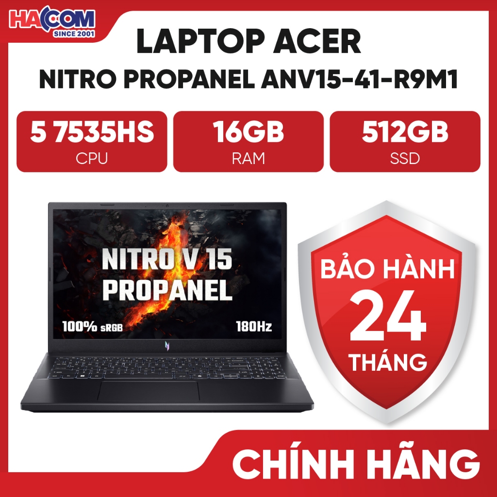 Laptop Acer Gaming Nitro V15 ProPanel ANV15-41-R9M1 (R5-7535HS/16GB/512GB/RTX 3050 6GB/15.6" FHD 180