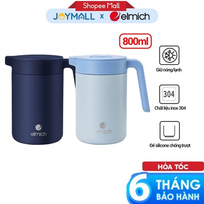 Bình Giữ Nhiệt Gia Đình 800ml Elmich EL8342, Hàng Chính Hãng, Inox304, Mở 1 Chạm, Có Quai-JoyMall