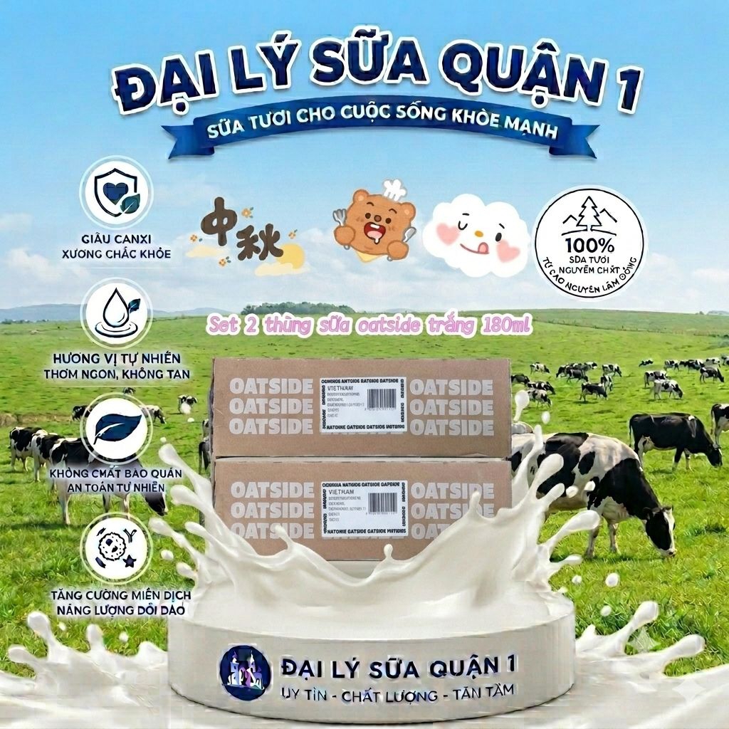 Set 2 thùng sữa Oatside trắng 180ml
