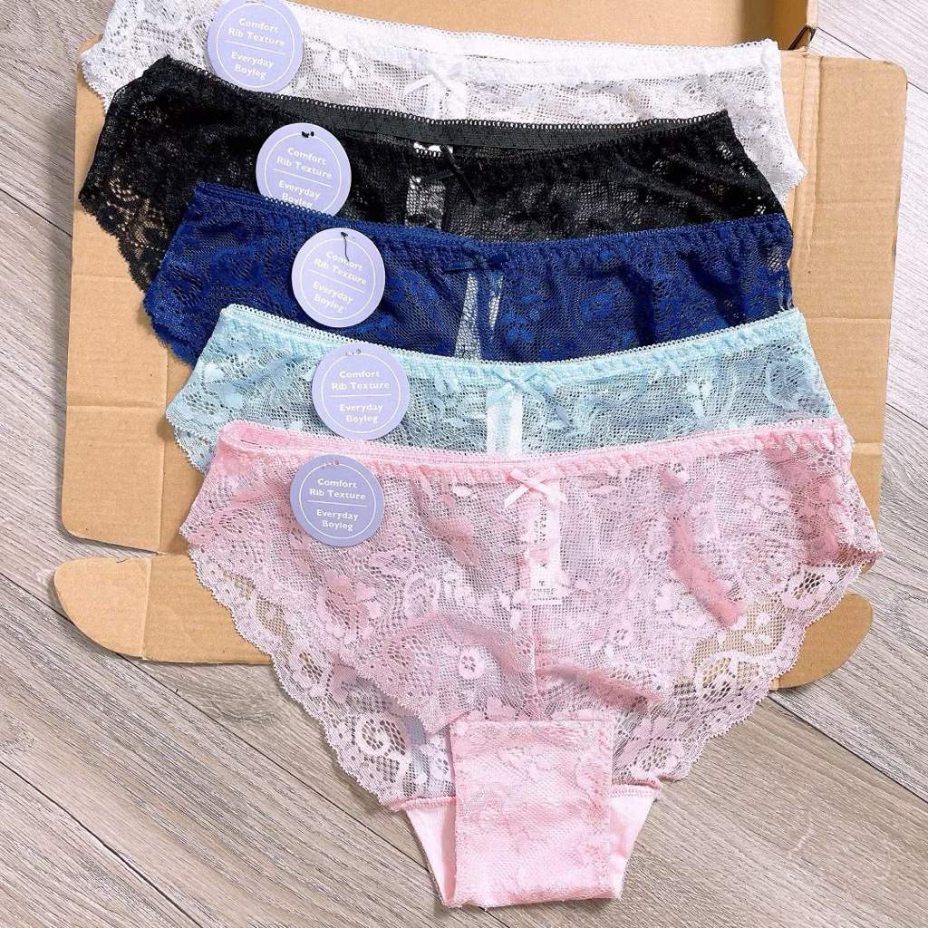 quần lót full ren Laura Ashley đính nơ (set 3c )