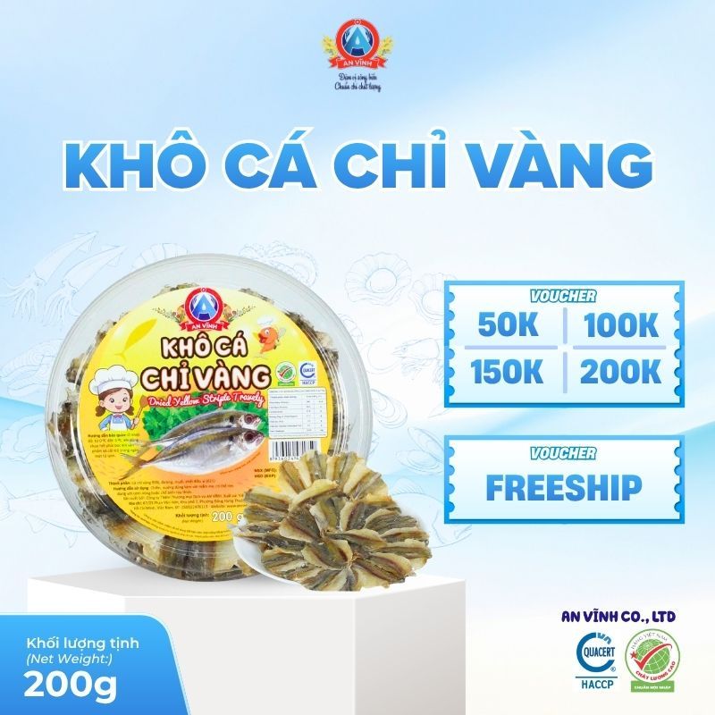 Khô Cá Chỉ Vàng Tẩm Gia Vị Đạt Chuẩn HACCP An Vĩnh 200g
