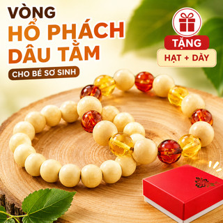 Vòng Hổ Phách Dâu Tằm Cho Bé Sơ Sinh – Hổ Phách Baltic & Gỗ Dâu Tự Nhiên – Tặng Hạt Dây Dự Phòng