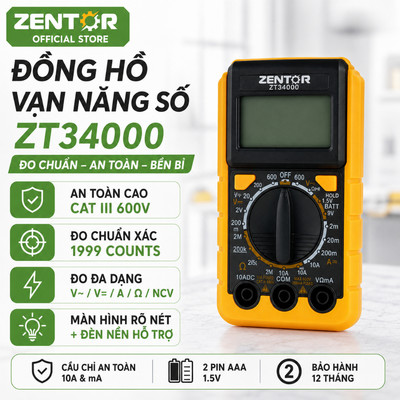 Đồng hồ vạn năng ZENTOR Kẹp Ampe chính hãng -Màn hình LED kỹ thuật số - Bảo Hành 12 tháng - Lỗi 1 đổi 1
