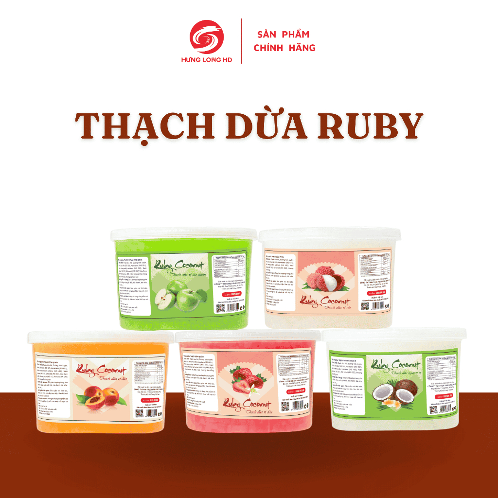 Thạch Dừa Cao Cấp Hương Vị Trái Cây - RUBY - Khối Lượng 2.2KG