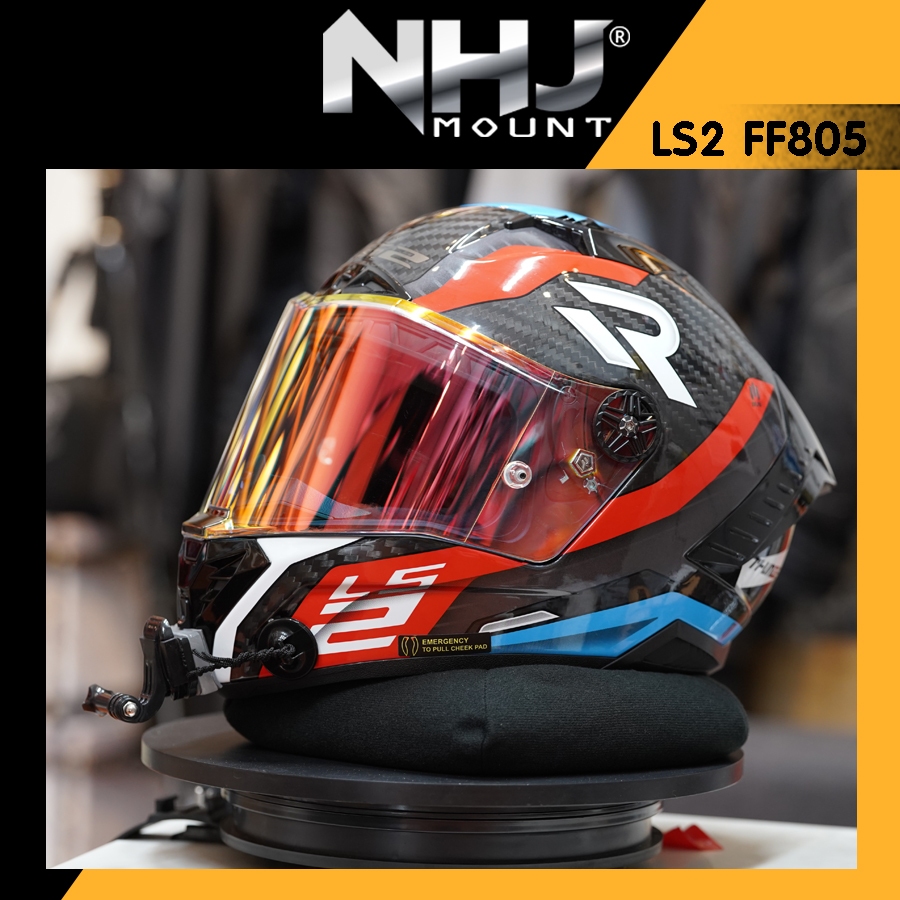 NHJ Mount gắn camera lên cằm cho fullface LS2 FF805 Thunder tặng kèm đế NHJ dây bảo hiểm actioncam