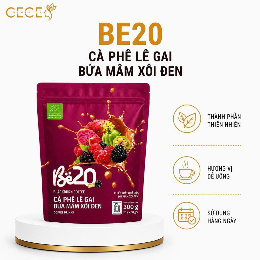 (Chính hãng) BE20 Cà Phê Lê Gai Bứa Mầm Xôi Đen - túi 30gói
