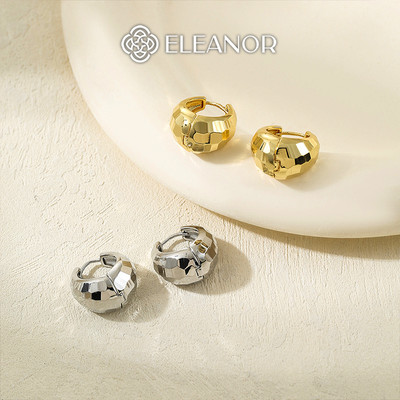 Bông tai nữ chuôi bạc 925 Eleanor Accessories viền trơn basic phụ kiện trang sức khuyên tai 11986