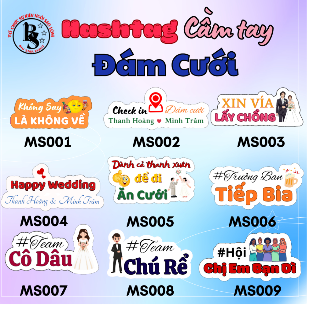 Hashtag Đám Cưới Chụp Hình | Hashtag Cầm Tay Chụp Hình Đám Cưới Siêu Nét | COMBO 9 HASHTAG