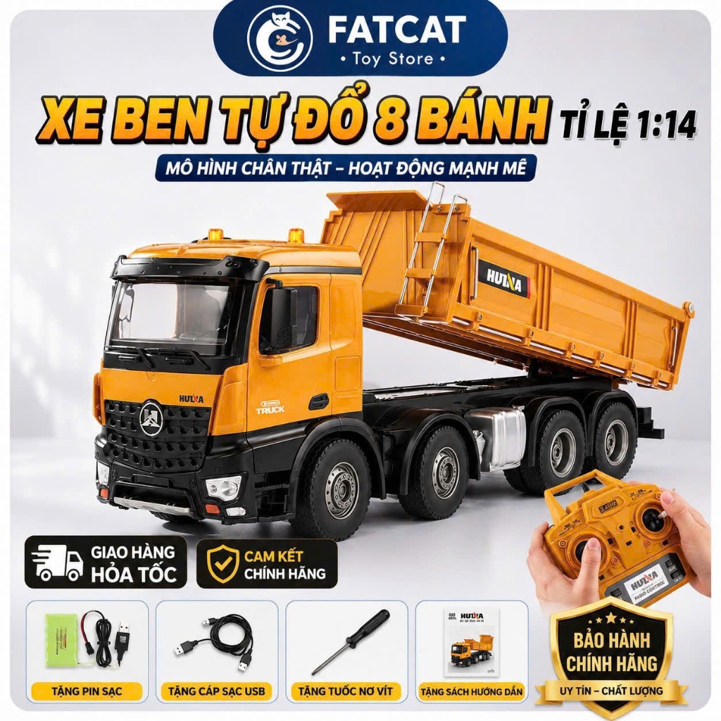 Xe RC Công Trình Điều Khiển Từ Xa Cao Cấp Huina 1536, 1573, 1535, E568-001, 1501, 1502 Xe hợp kim