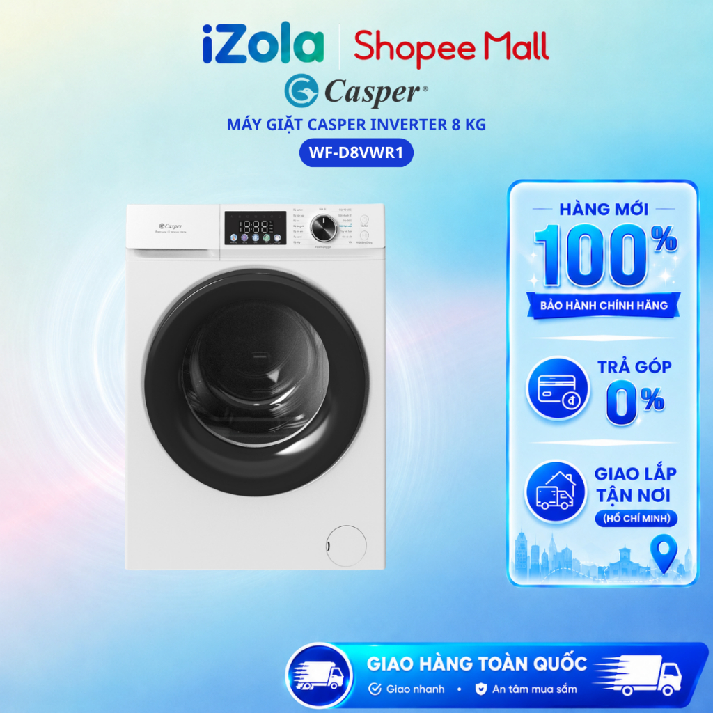 WF-D8VWR1 - Máy giặt Casper Inverter 8.0 Kg WF-D8VWR1 - Hàng chính hãng