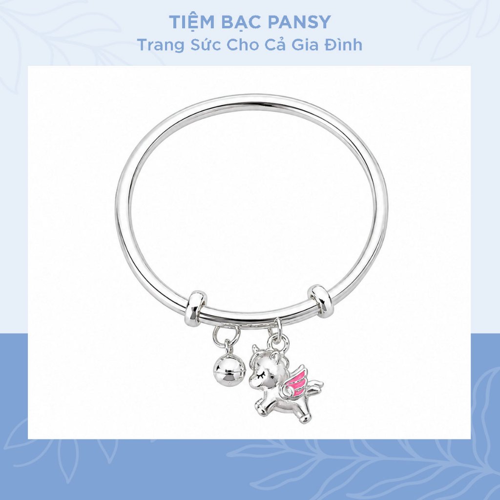 Vòng bạc ta khắc tên mix charm ngựa cho bé sinh năm Bính Ngọ 2026 - TIỆM BẠC PANSY