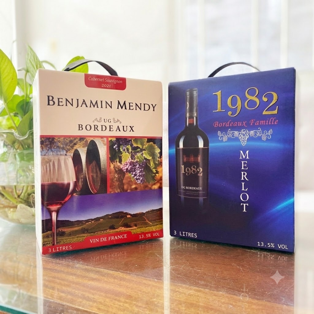 Set combo 2 bịch rượu vang Pháp 3 lít nhập khẩu
