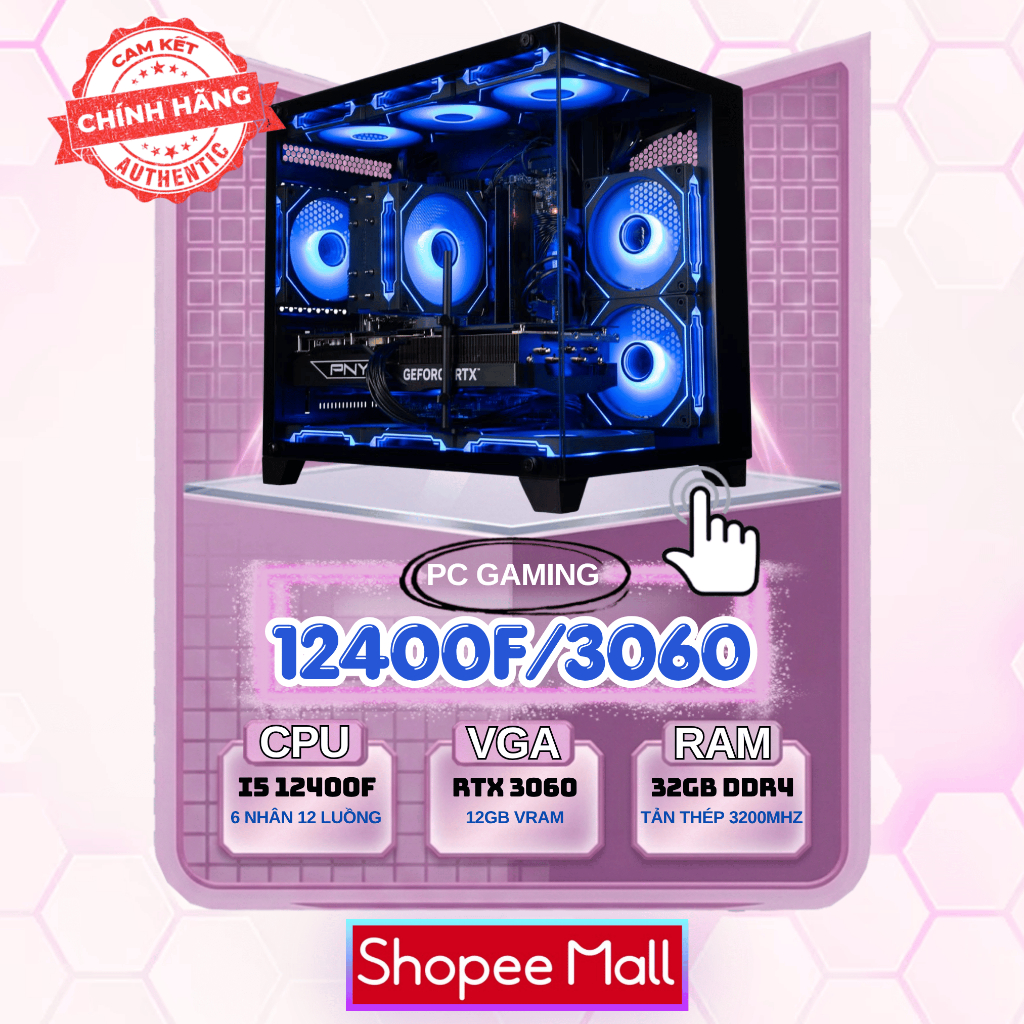 PC Gaming Giá rẻ 12400F RTX 3060 Máy Tính Văn Phòng, Chơi Game LOL Fifa Genshin CSGO Valorant Mượt m