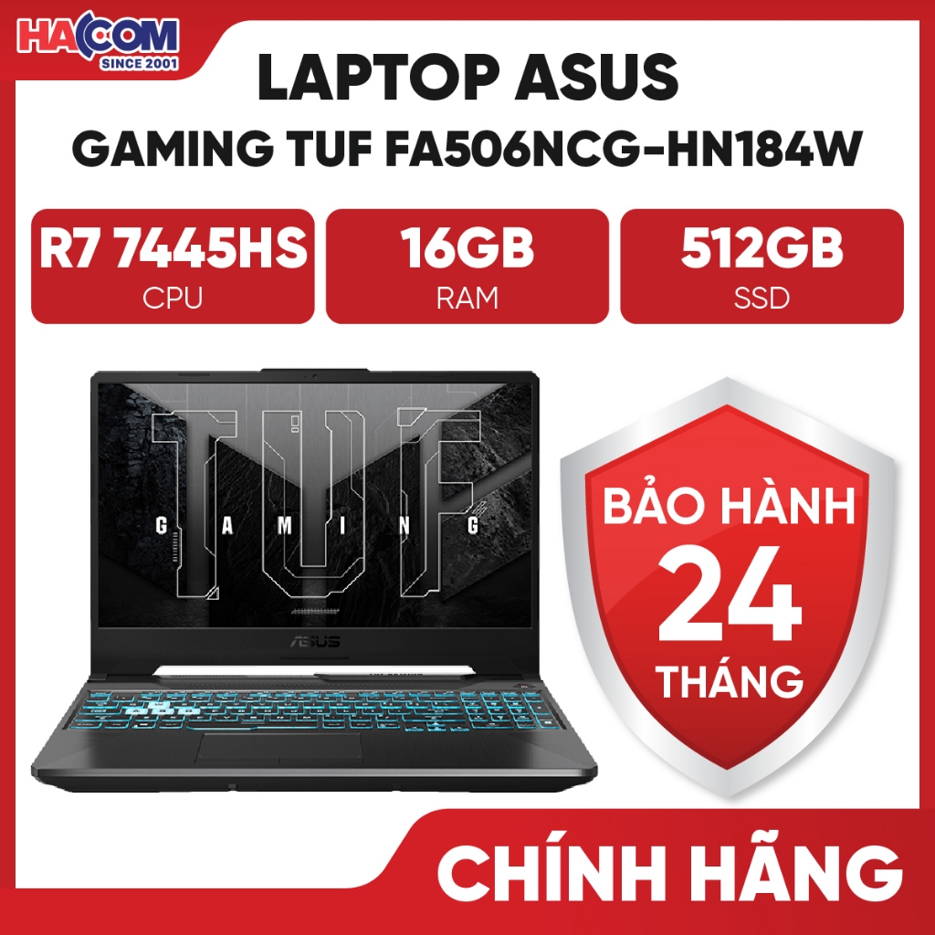 Laptop Asus Gaming TUF FA506NCG-HN184W (R7 7445HS/16GB/512GB/15.6" FHD 144hz/RTX3050 4GB/Win11)