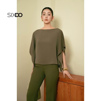Áo nữ cổ thuyền tay dơi SIXDO (Teak Silk Blouse)