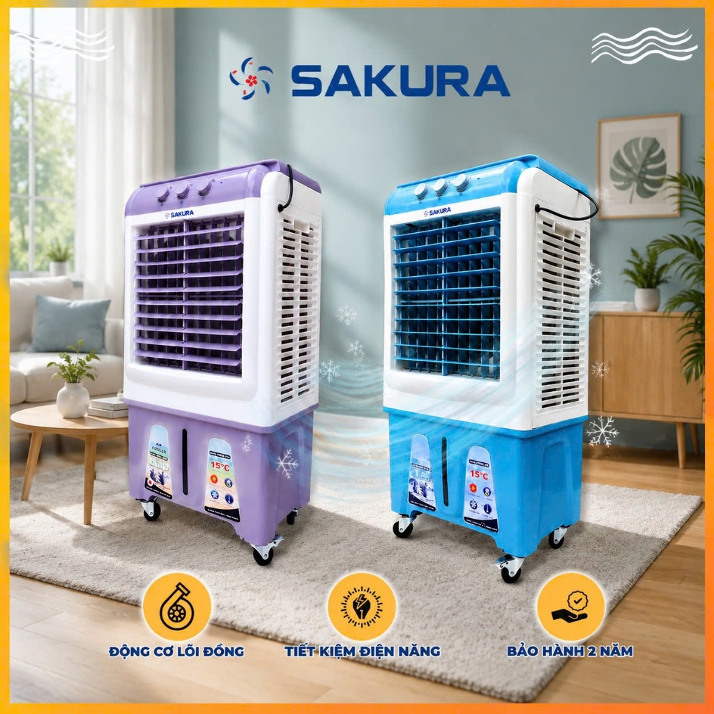 [Mã ELHA22 giảm 6% đơn 300K] Quạt hơi nước mini 40 lít làm mát [ quat hoi nuoc ] SAKURA 2024 - BH 2 