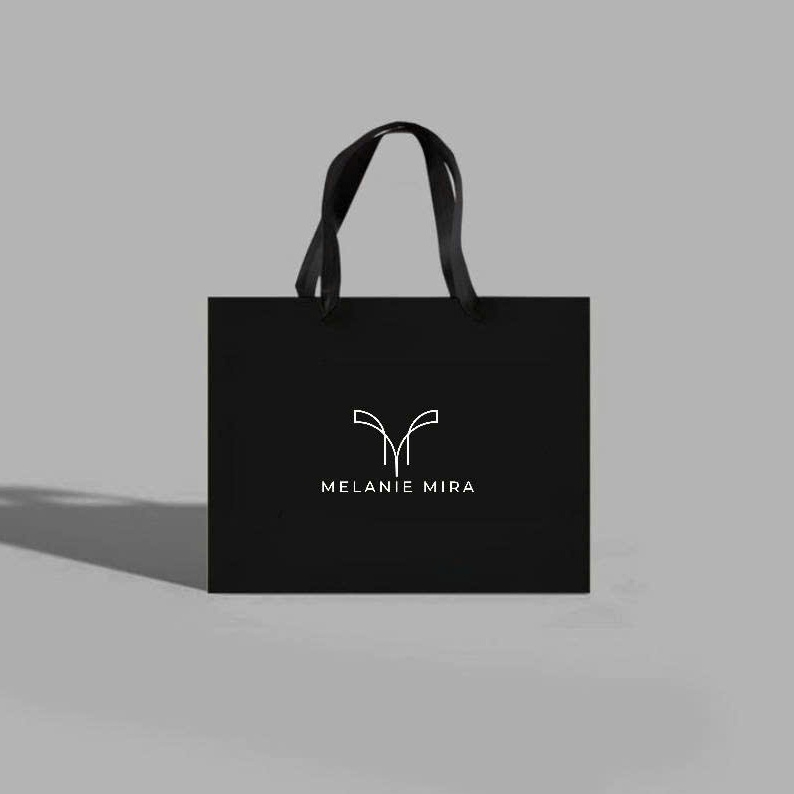 (Quà tặng) Túi Giấy Gift Bag Cao Cấp Màu Đen Kèm Dây Ruy Băng | Melanie Mira Official