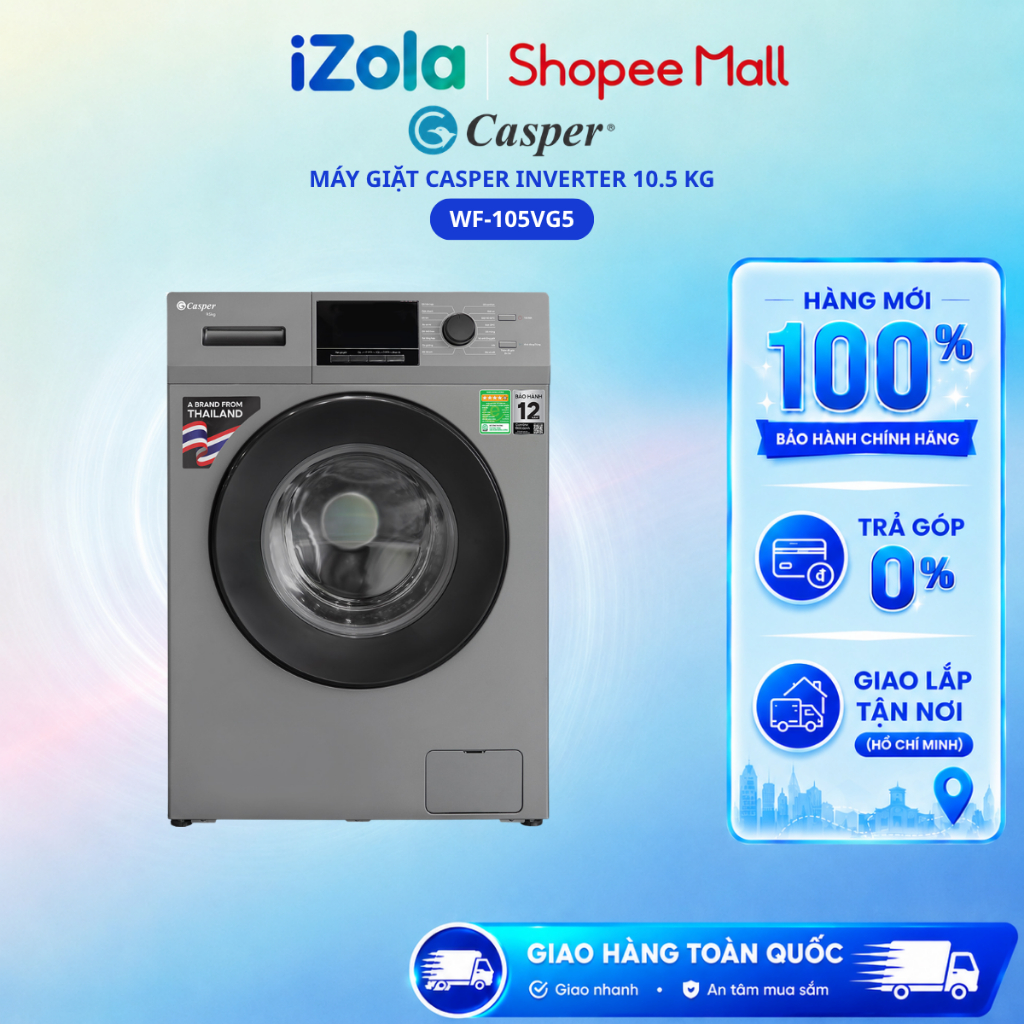 WF-105VG5 - Máy giặt Casper Inverter 10.5 kg WF-105VG5 - Hàng chính hãng