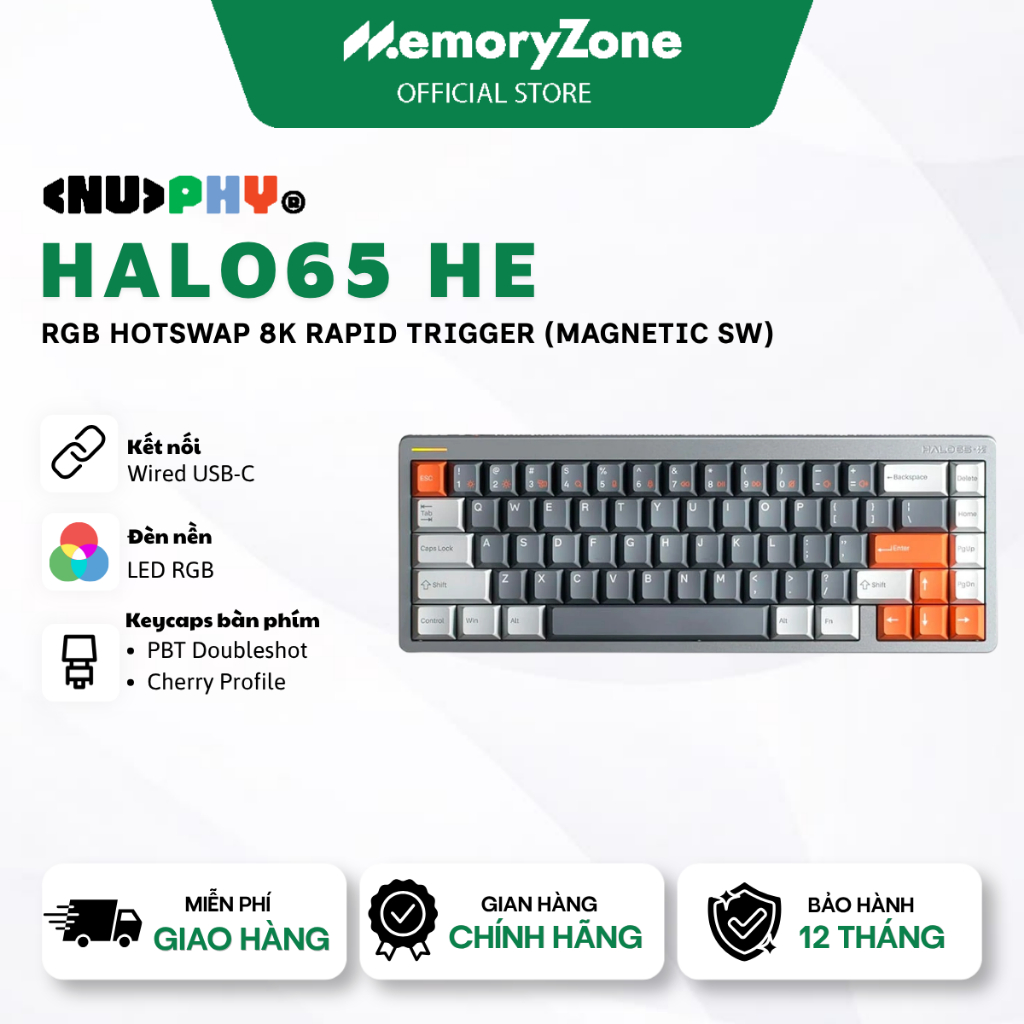 [CHÍNH HÃNG] Bàn phím cơ NuPhy Halo65 HE RGB Hotswap 8K Rapid Trigger (Magnetic Sw) - Bảo hành 12 th