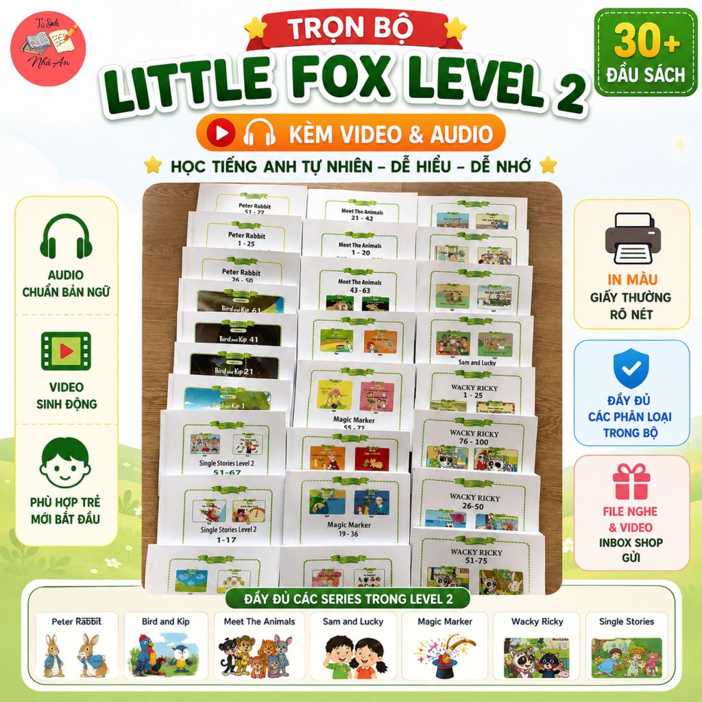Sách - Trọn Bộ Little Fox Level 2 - Bản in màu giấy thường rõ nét