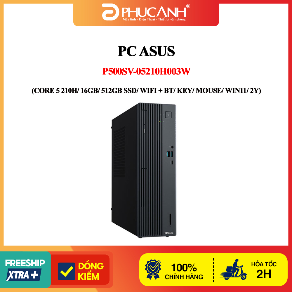 Máy tính Asus P500SV-05210H003W Core 5 210H, 16GB, 512GB SSD, Wifi, Key, Mouse, Win11 - Chính Hãng