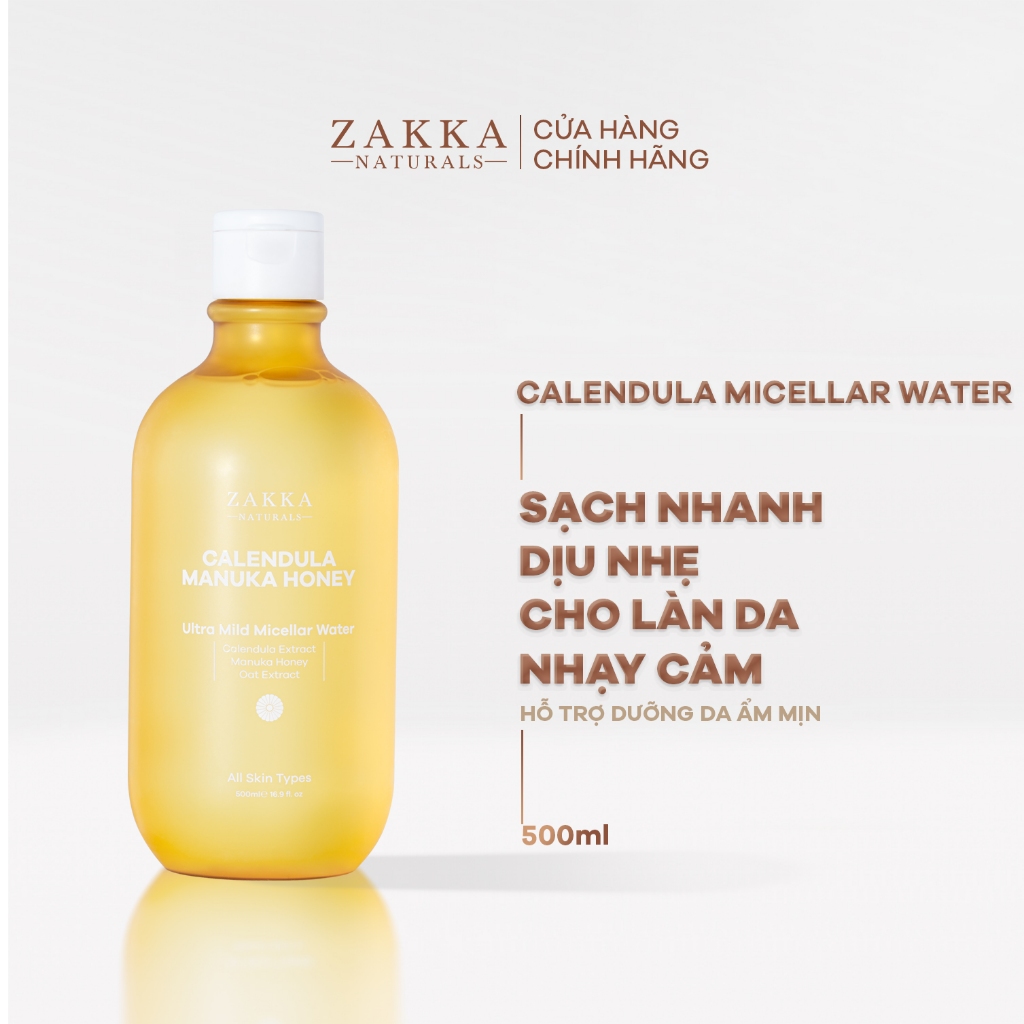 Nước Tẩy Trang Cúc Và Mật Ong Zakka Naturals Nhẹ Dịu Dành Cho Da Nhạy Cảm 500ml