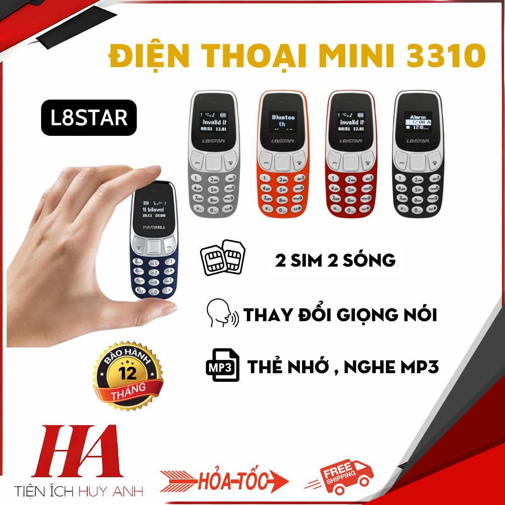 Điện Thoại Mini Siêu Nhỏ 3310 L8STAR - 2 sim 2 sóng , thay đổi giọng nói - Nghe nhạc MP3 , hỗ trợ th